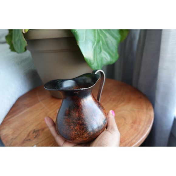 Vintage Copper Pitcher Vase Small Metal Jug Farmhouse Decor Brown - Picture 4 of 10